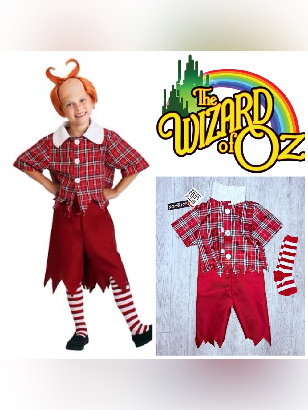 Nwt Wizard of Oz Red Munchkin Halloween Costume cosplay 4t socks shirt pants